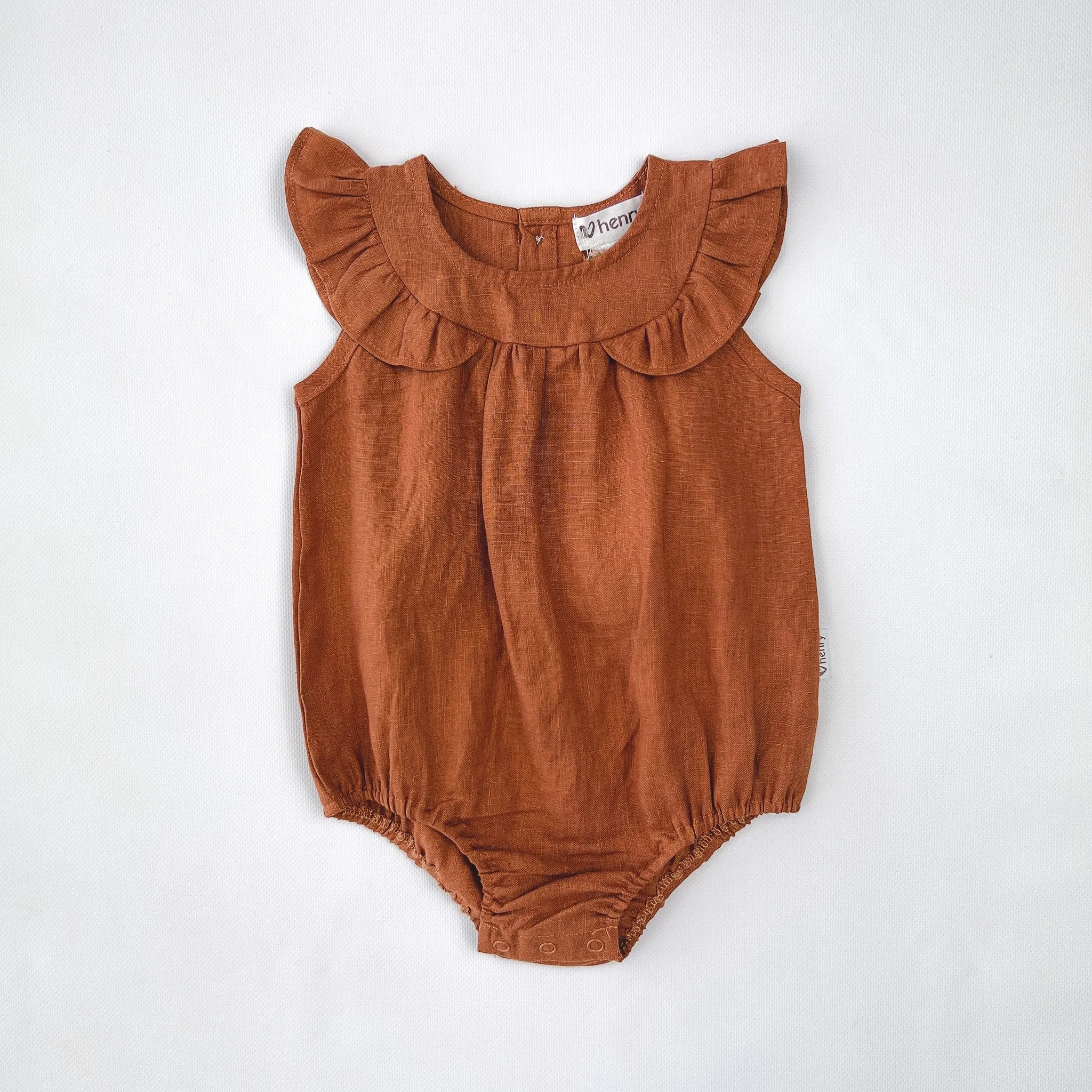Baby Girls Neve Playsuit | Bronze Linen