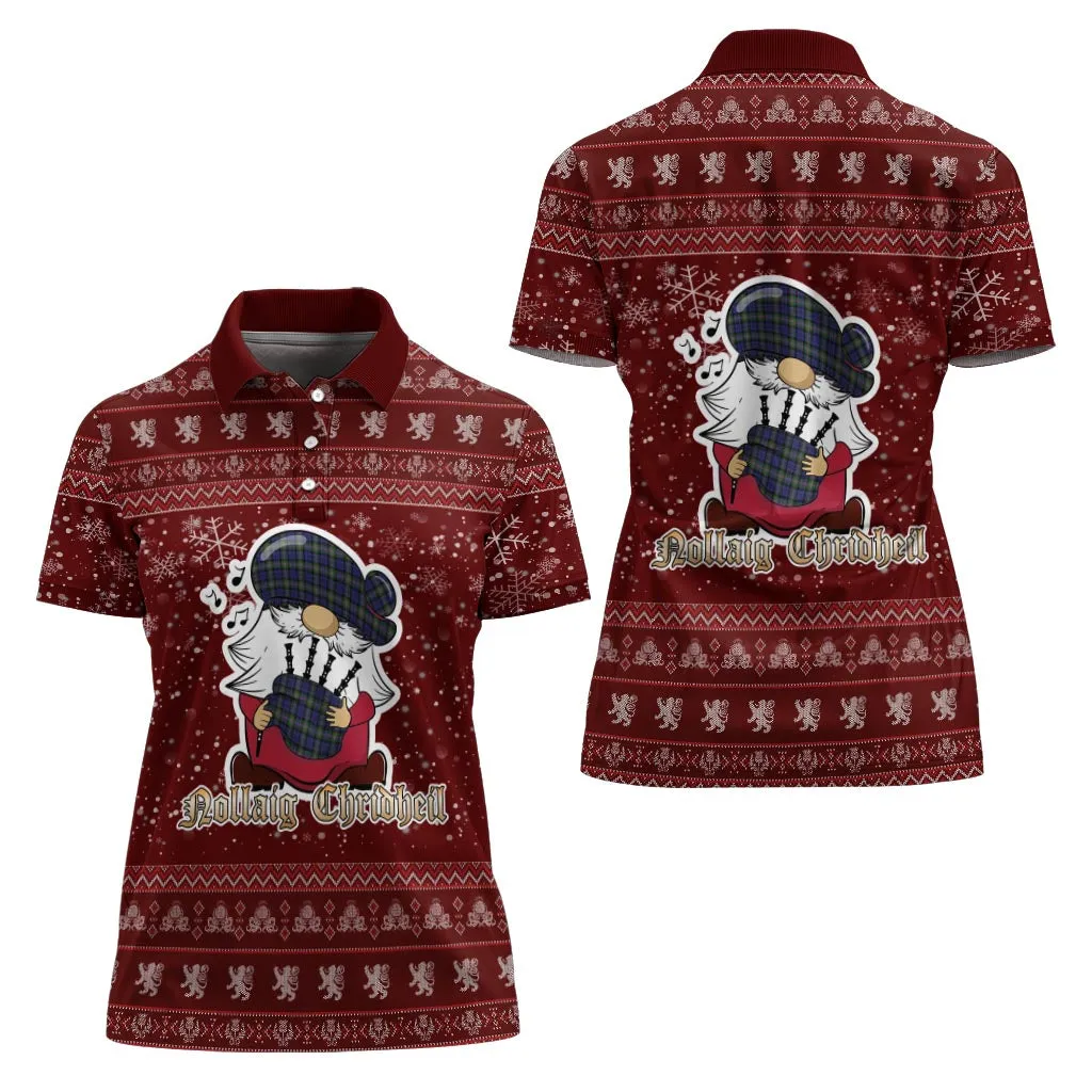 Baird Modern Clan Christmas Family Polo Shirt with Funny Gnome Playing Bagpipes