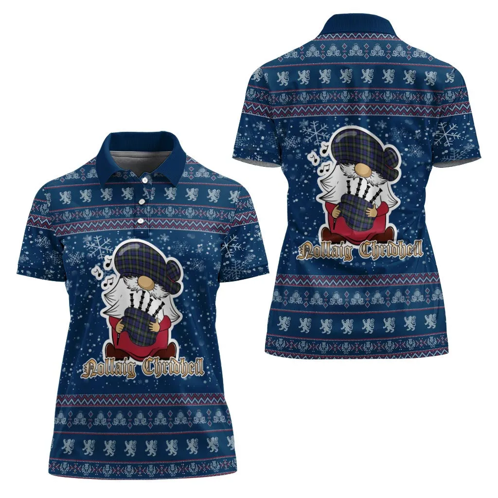 Baird Modern Clan Christmas Family Polo Shirt with Funny Gnome Playing Bagpipes