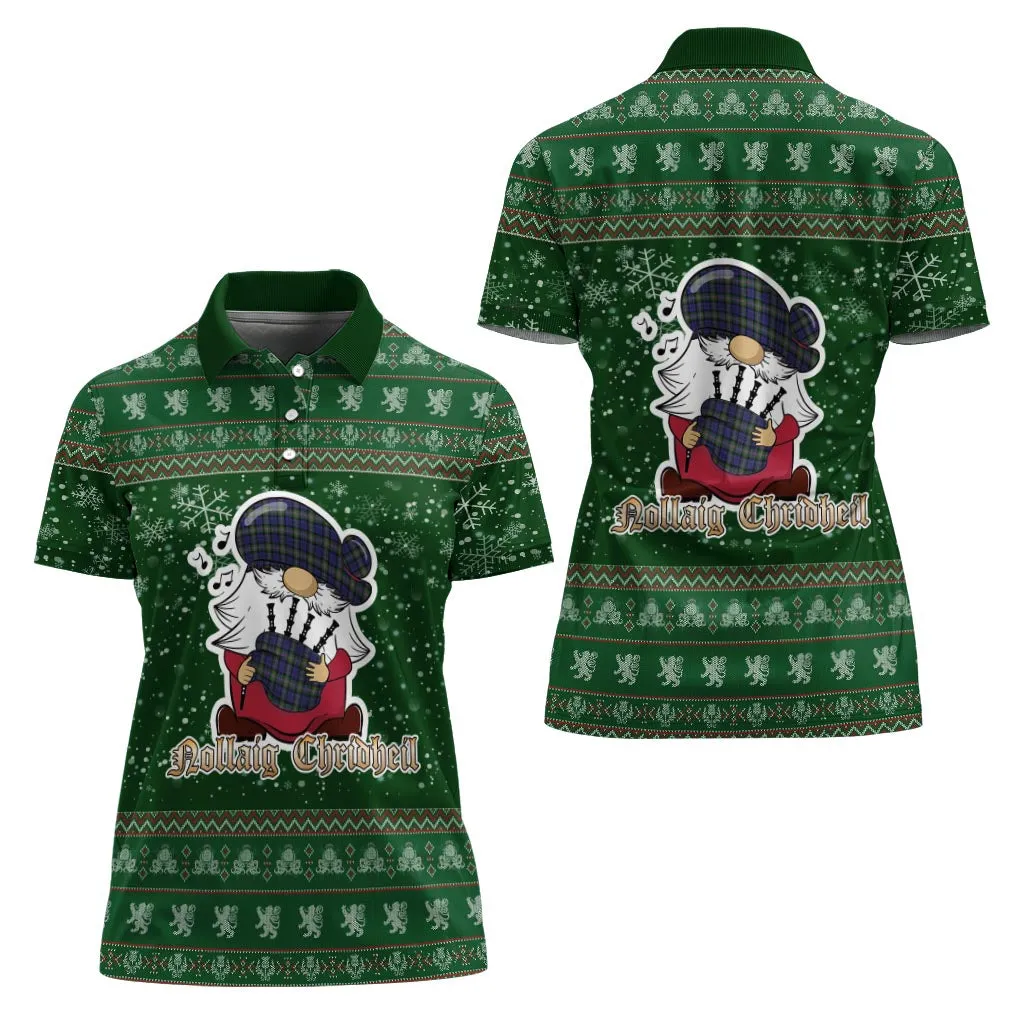 Baird Modern Clan Christmas Family Polo Shirt with Funny Gnome Playing Bagpipes