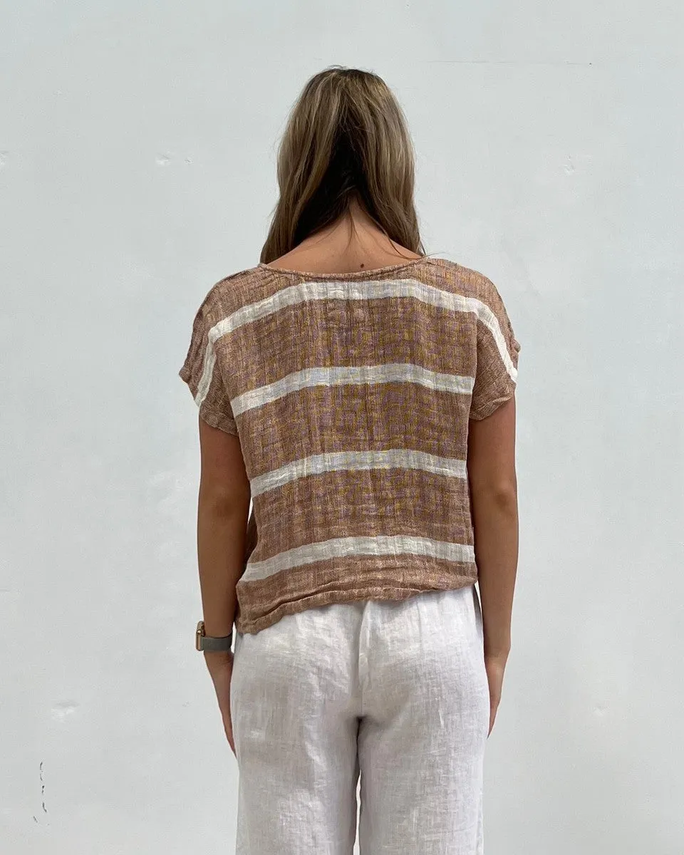 Bella Box Top | Rust & White Stripes