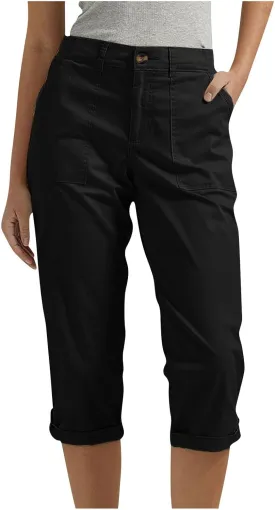 Capri Pants for Women Dressy Casual Cropped Cargo Work Pants with Pockets High Waisted Slim-Fit Tapered Cotton Capris