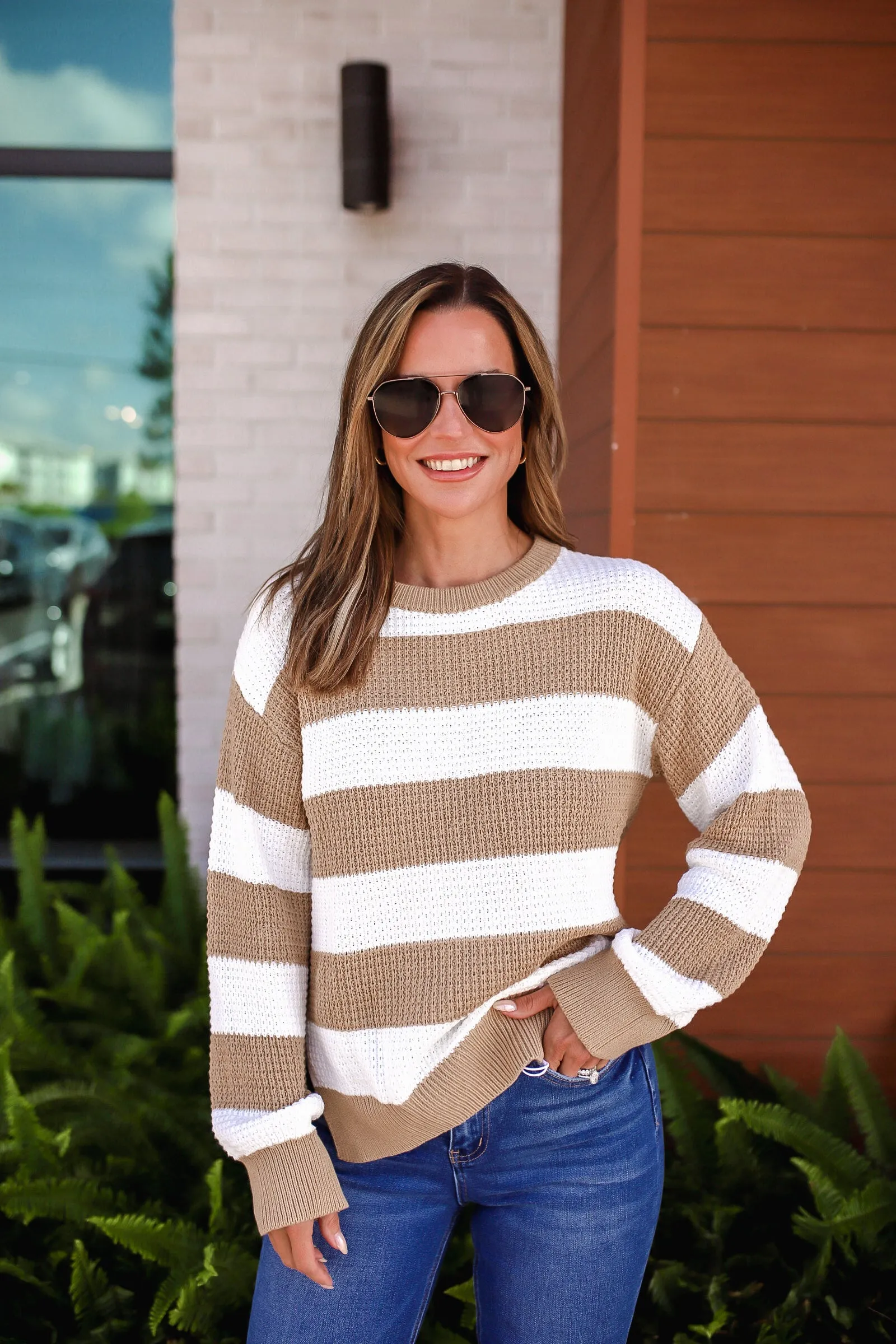Color Block Round Neck Sweater
