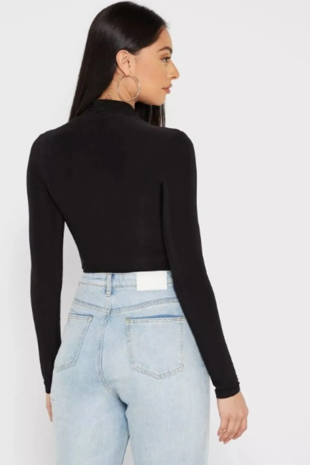 Come On Black Cross Over Neckline Black Top