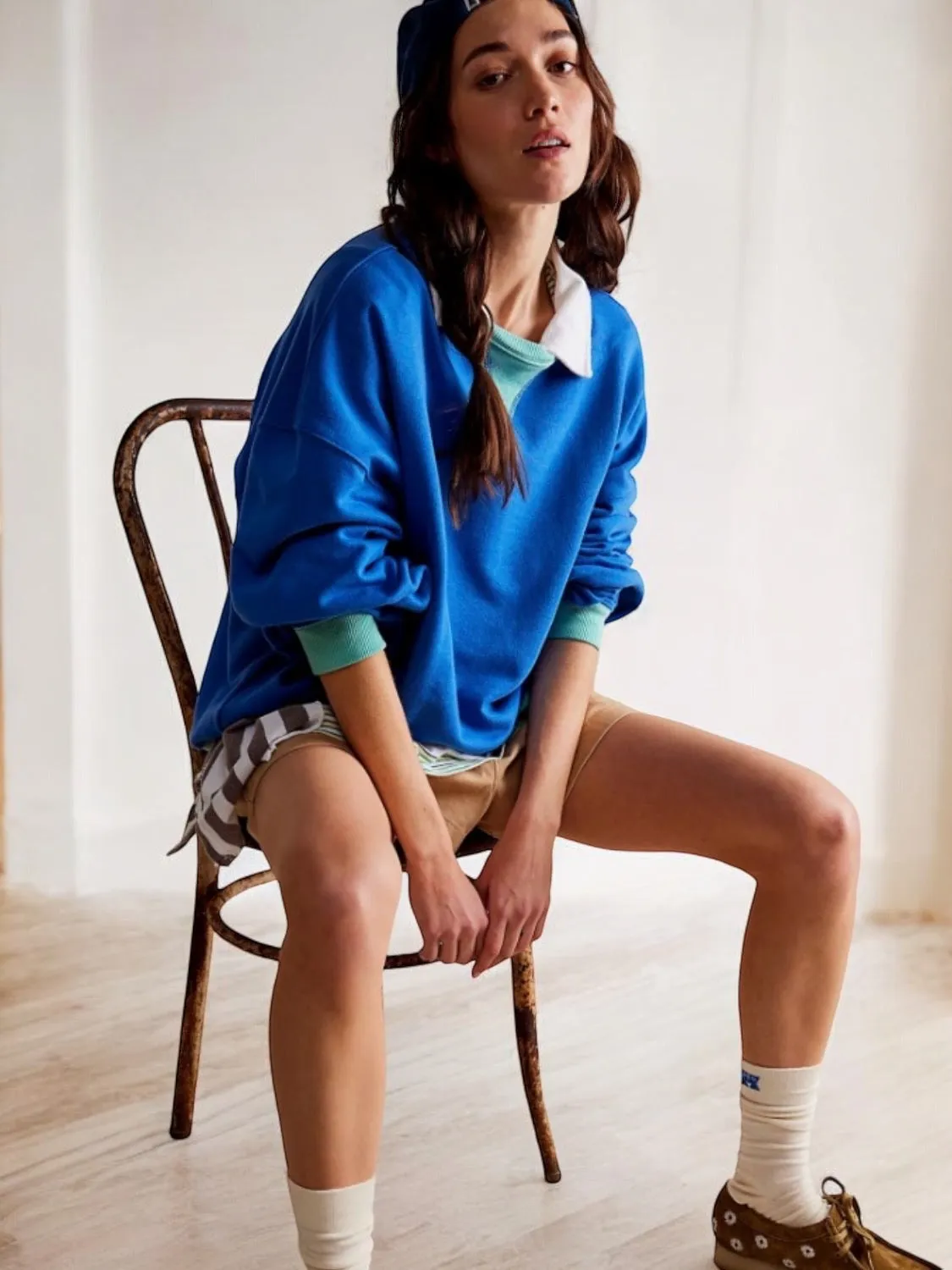 Contrast Trim Round Neck Long Sleeve Sweatshirt