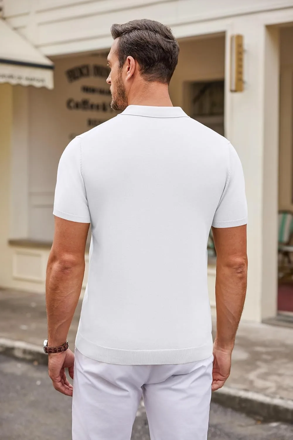COOFANDY Mens Knit Polo Shirts Casual Short Sleeve Button Down Polo Shirt Classic Golf Shirts
