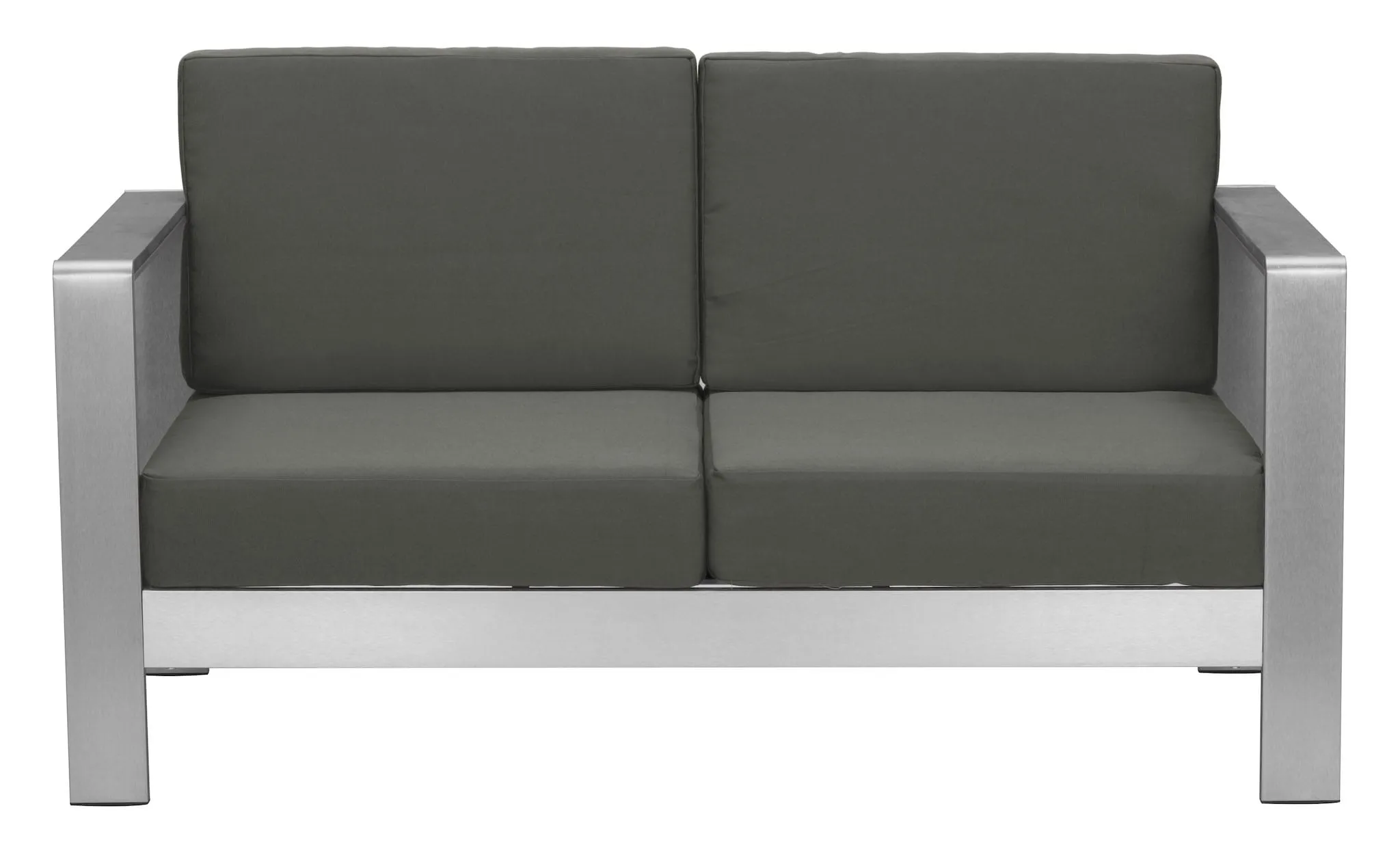 Cosmopolitan Outdoor Sofa In Gray, Made Weather Resistant Aluminium & Cushions, Ships In 24 HRS.