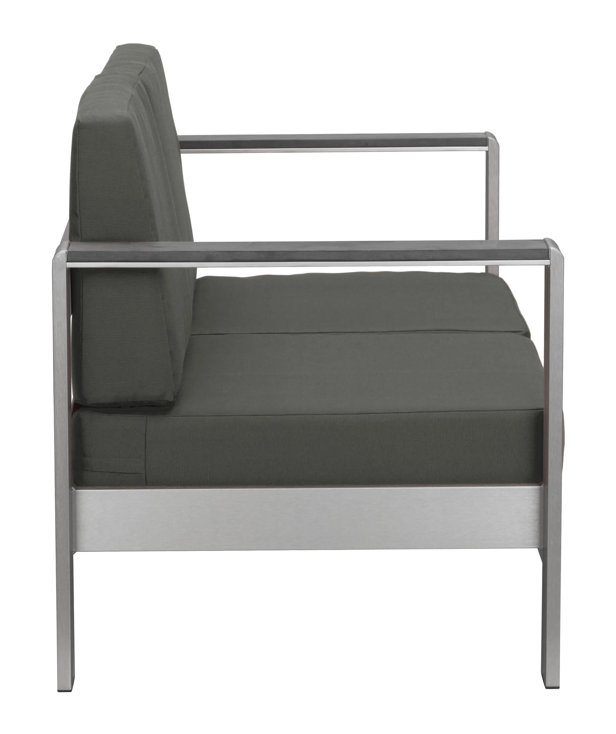 Cosmopolitan Outdoor Sofa In Gray, Made Weather Resistant Aluminium & Cushions, Ships In 24 HRS.