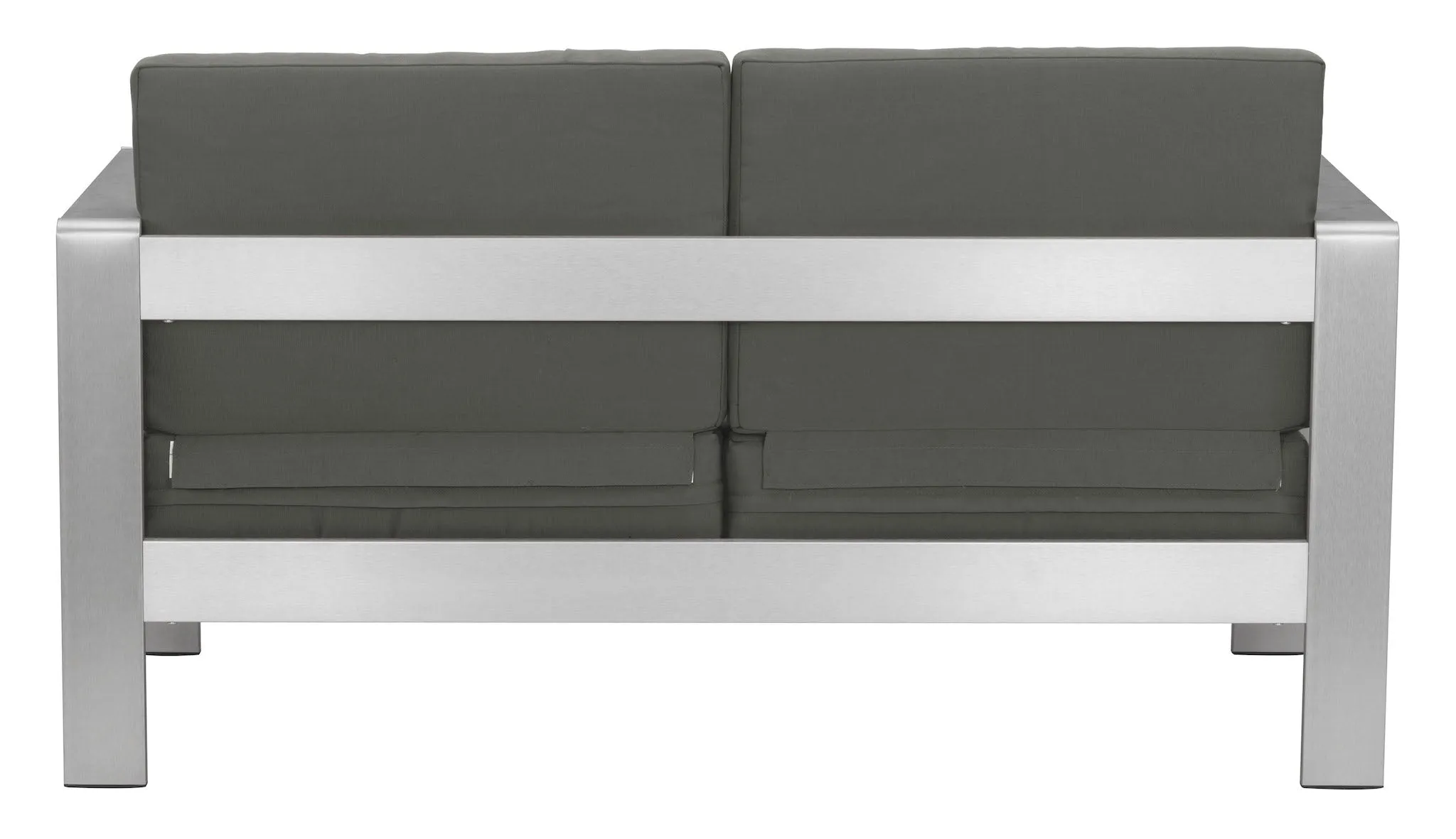 Cosmopolitan Outdoor Sofa In Gray, Made Weather Resistant Aluminium & Cushions, Ships In 24 HRS.