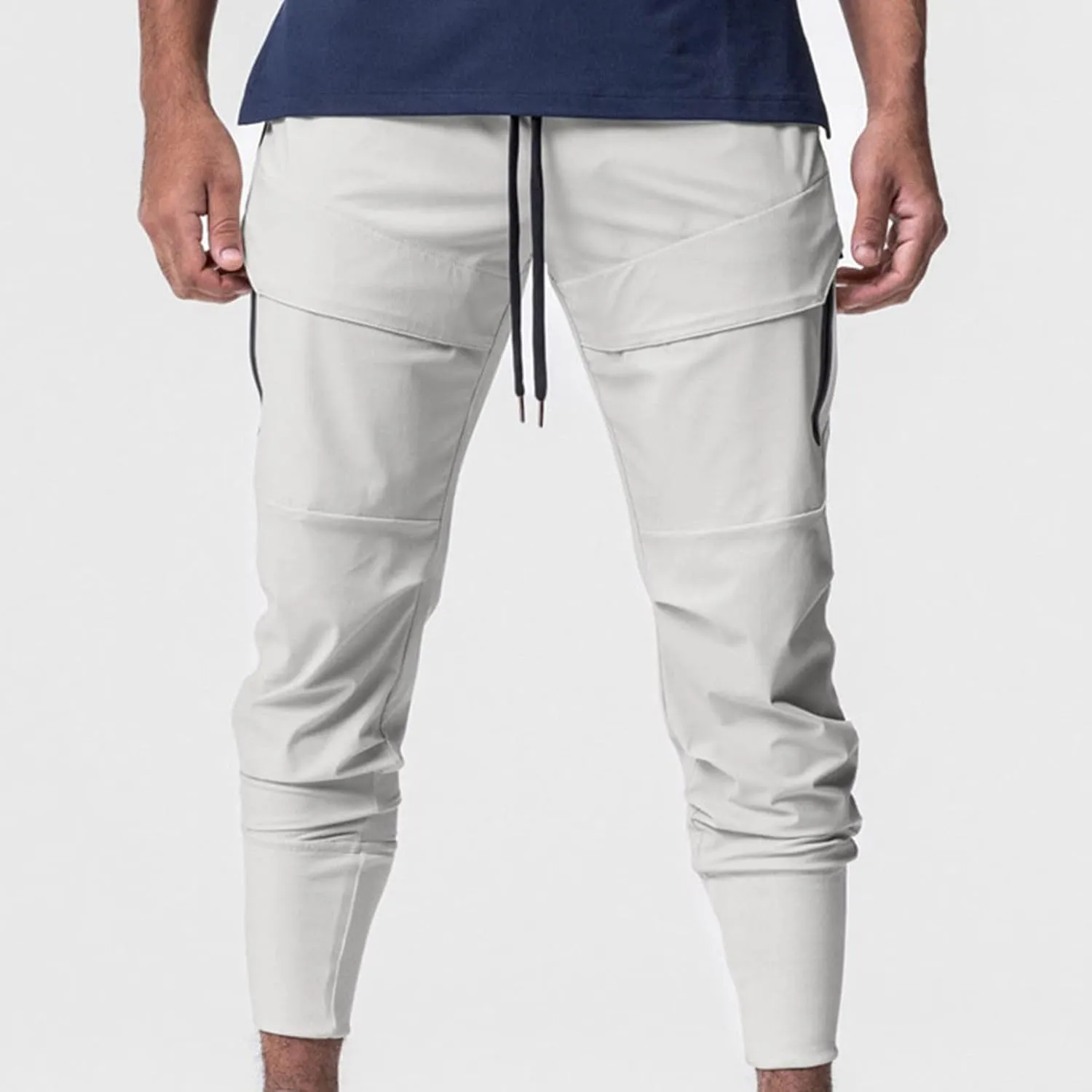Dademeo Quick-Drying Hiking Pants Men's Slim Fit Straight Leg Drawstring Solid Training Pants Fitness Workout Joggers Pants