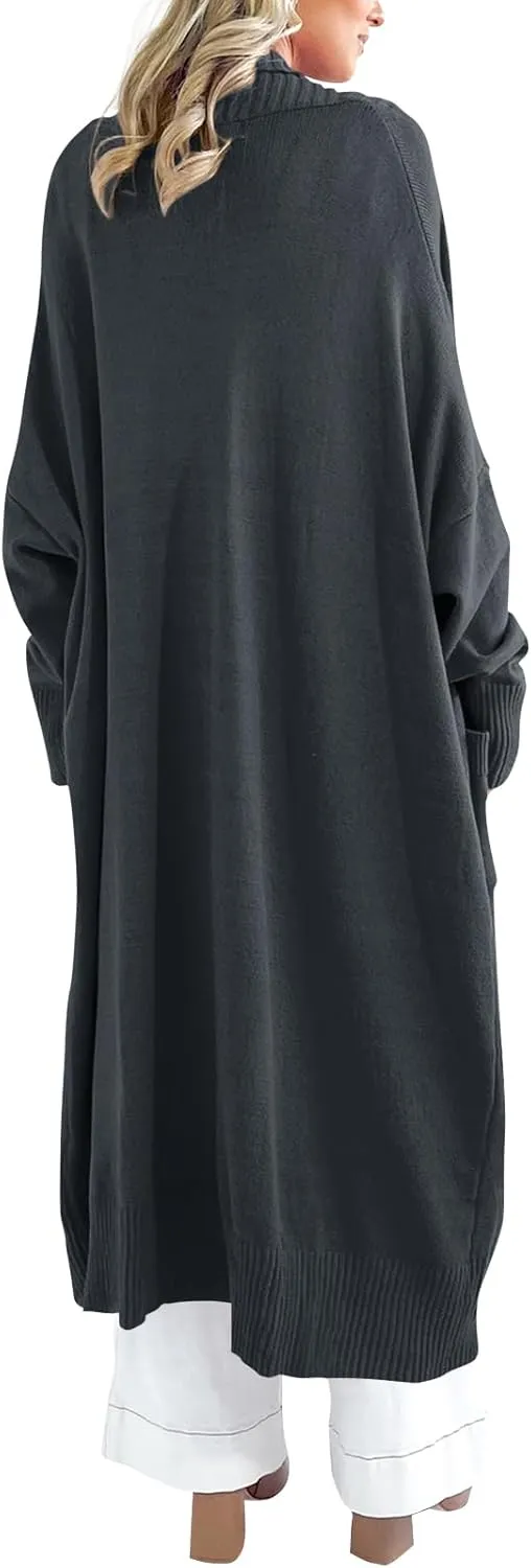 Danedvi Womens Long Cardigan Sweaters 2025 Fall Chunky Knit Oversized Slouchy Open Front Warm Coats with Pockets
