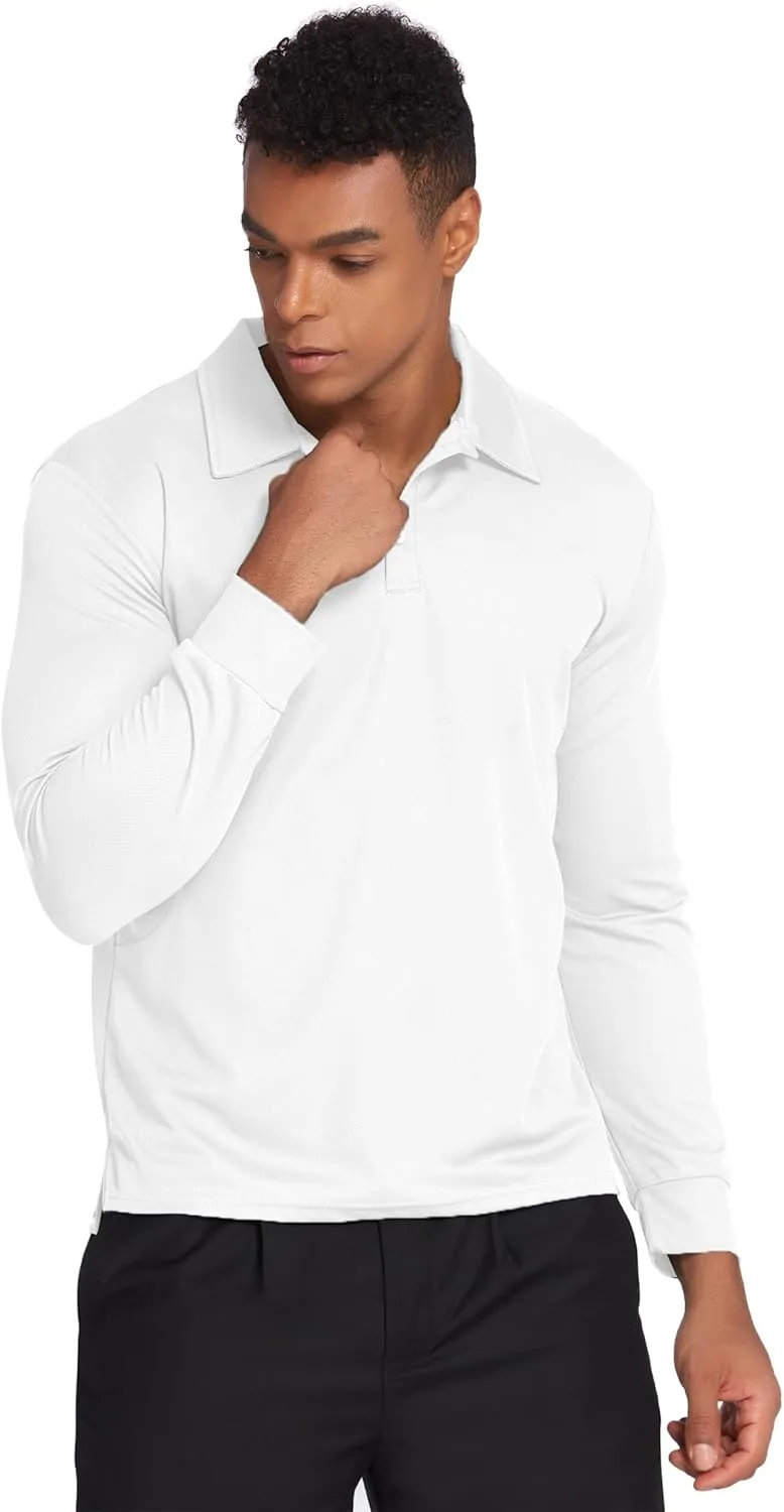Deyeek Men's Polo Shirts Long Sleeve Golf Polo Shirts for Men Quick Dry UPF 50  Sun Protection Polos Casual Collared Shirts
