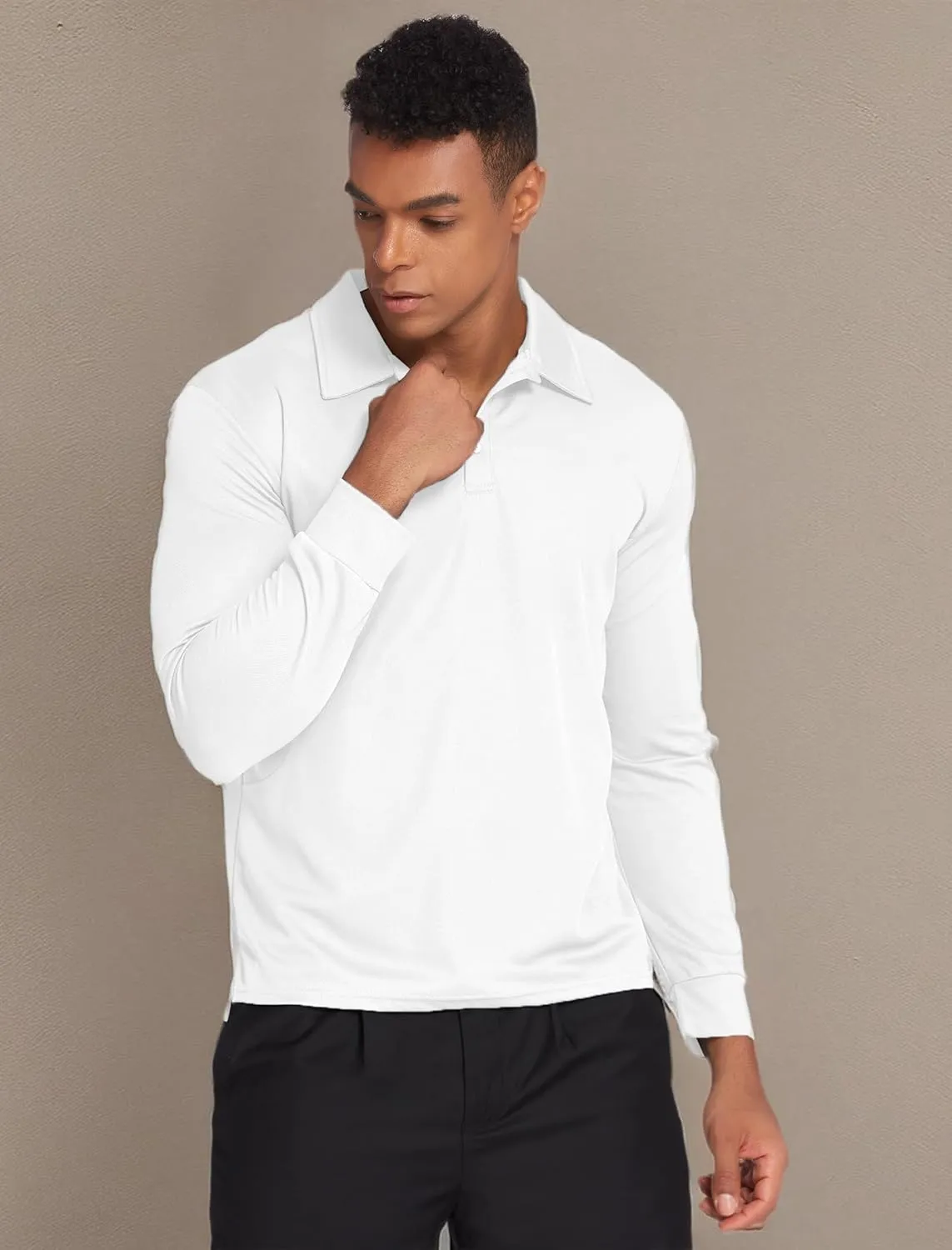 Deyeek Men's Polo Shirts Long Sleeve Golf Polo Shirts for Men Quick Dry UPF 50  Sun Protection Polos Casual Collared Shirts