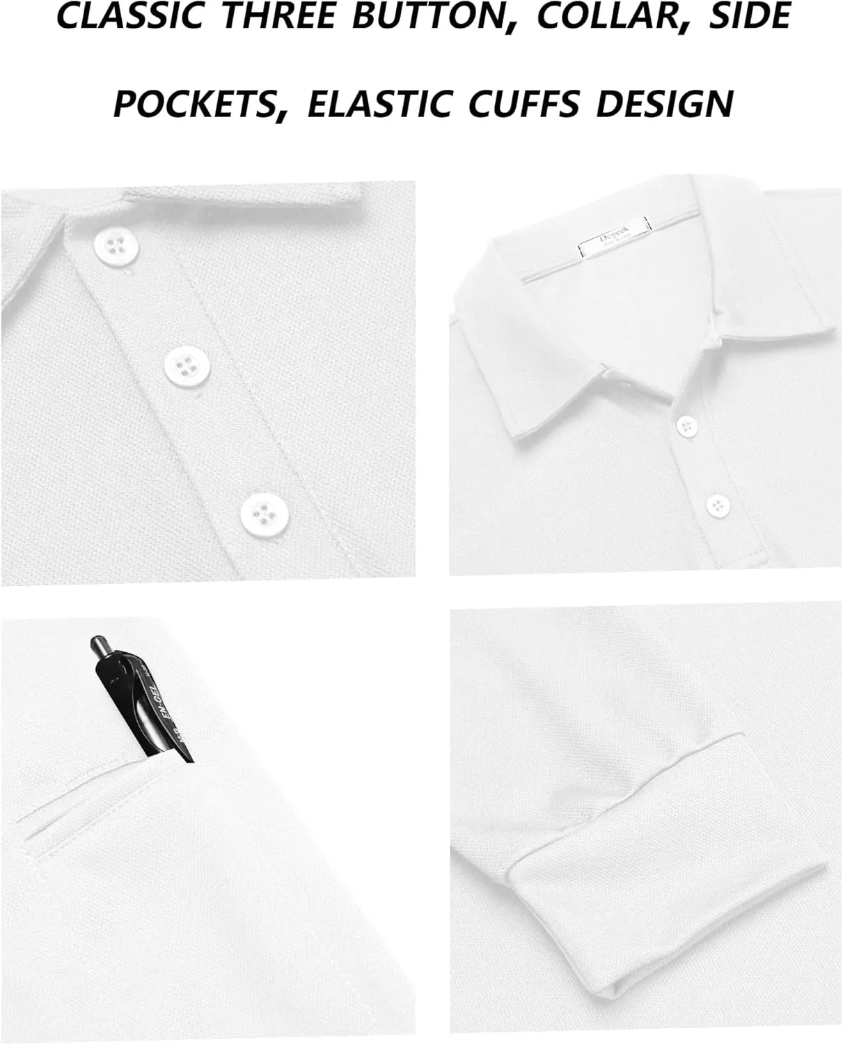 Deyeek Men's Polo Shirts Long Sleeve Golf Polo Shirts for Men Quick Dry UPF 50  Sun Protection Polos Casual Collared Shirts