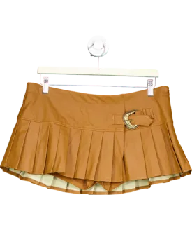 Edikted Brown Pleated Mini Skirt UK L