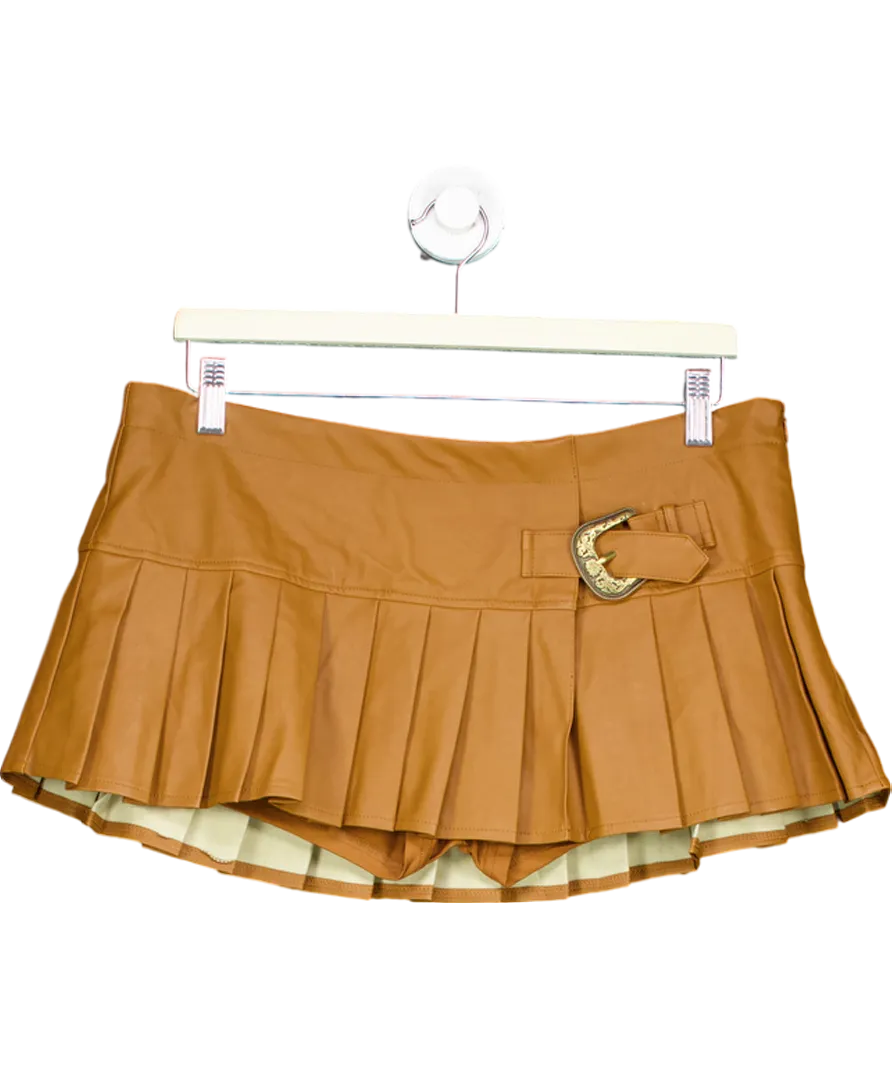 Edikted Brown Pleated Mini Skirt UK L
