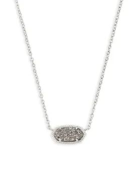 Elisa Silver Pendant Necklace In Platinum Drusy