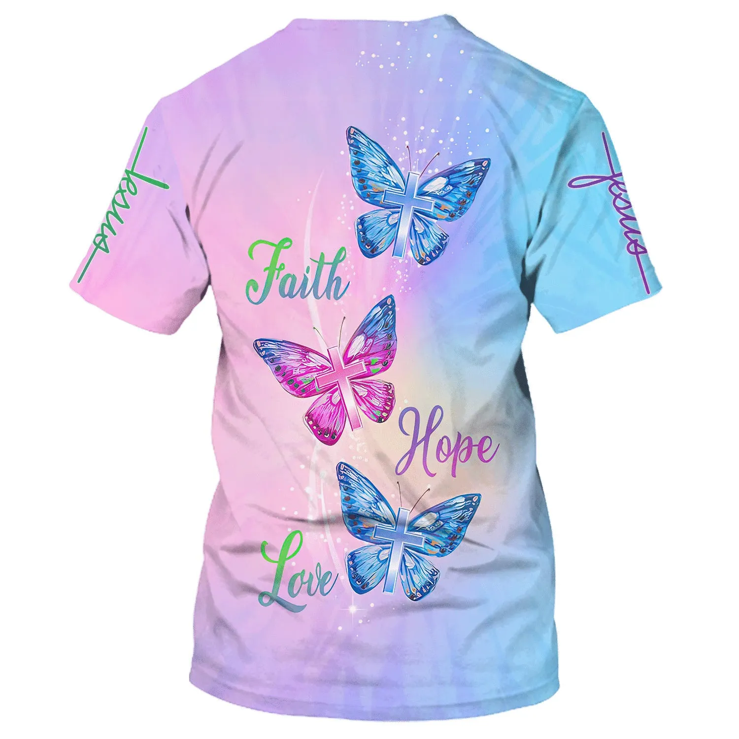 Faith Hope Love Butterfly 3d T-Shirts - Christian Shirts For Men&Women