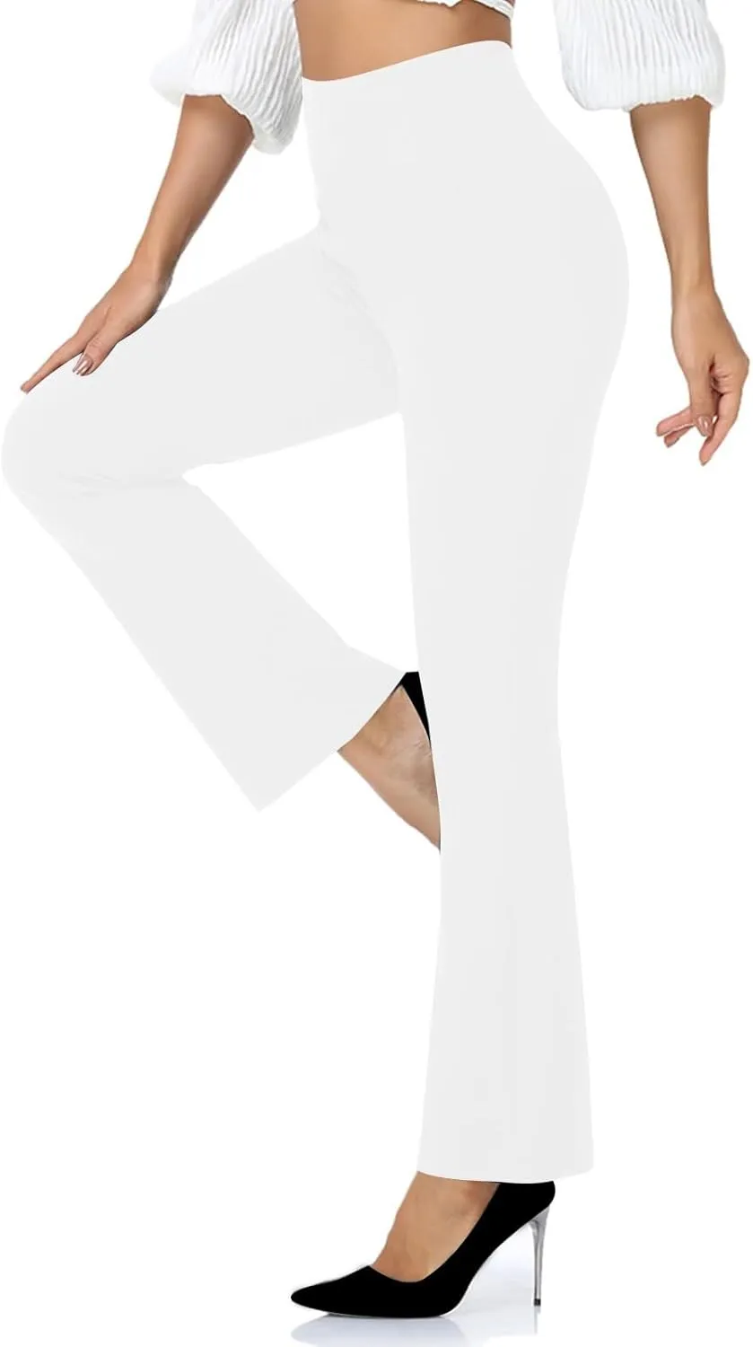 High Waisted Dress Pants for Women Bootcut Elastic Waist Pull On Work Slacks Stretchy Trousers Flared Yoga Leggings