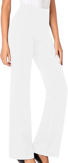 High Waisted Dress Pants for Women Bootcut Elastic Waist Pull On Work Slacks Stretchy Trousers Flared Yoga Leggings