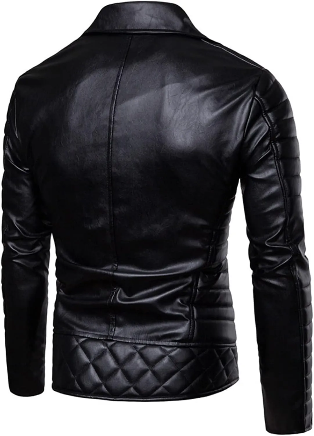 JEsilunmaMY Men's Motorcycle Jacket with Removable Hood Lapel Asymmetric Zip Leather Bomber Coat Slim Fit Moto Biker Outwear