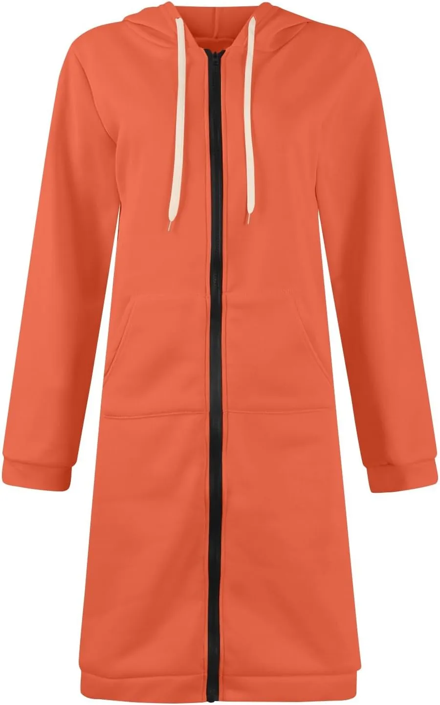 Long Zip Up Hoodie Women Lightweight Cozy Hooded Sweatshirt Jacket Drawstring Open Front Cardigan Hoodies with Pocket