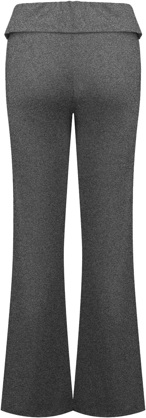 Low Rise Flare Leggings for Women Y2k Flared Fold Over Yoga Pants Bootcut Cotton Leggings Bell Bottom Yoga Sweatpants