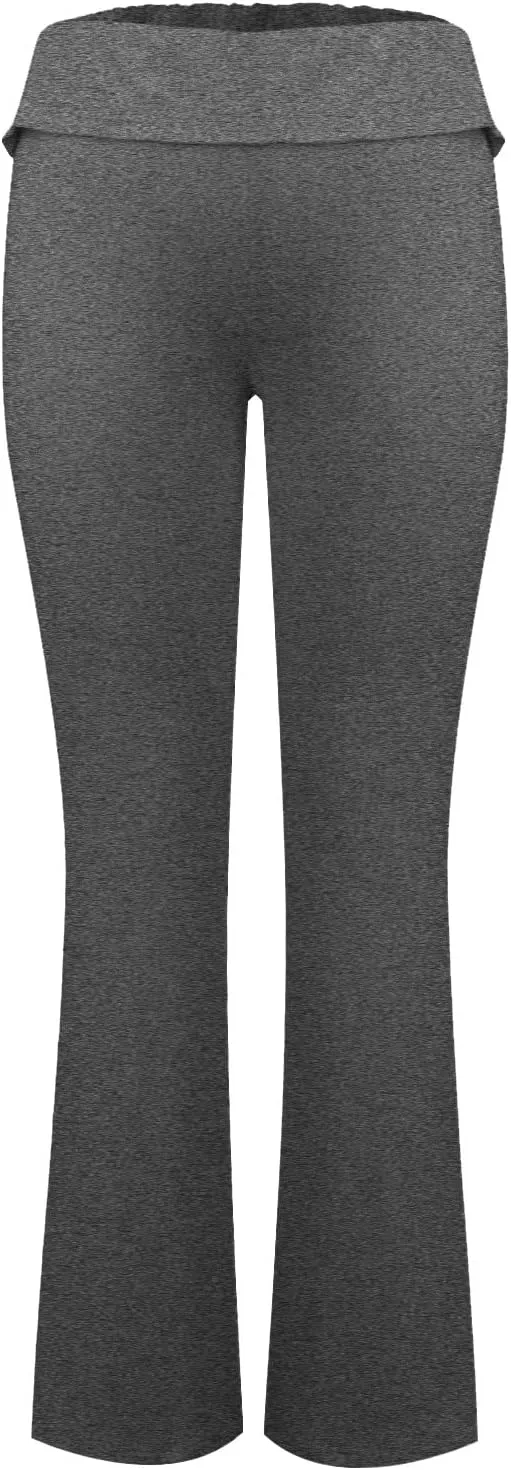 Low Rise Flare Leggings for Women Y2k Flared Fold Over Yoga Pants Bootcut Cotton Leggings Bell Bottom Yoga Sweatpants