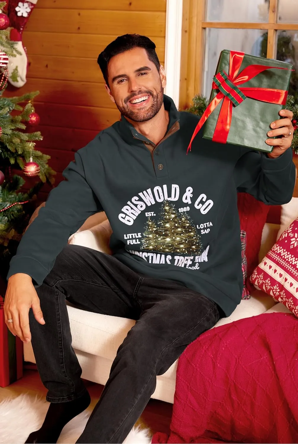 Mens Corduroy Fleece Lined Sweatshirts Long Sleeve Heavyweight Casual Button Pullover (S-XXL)
