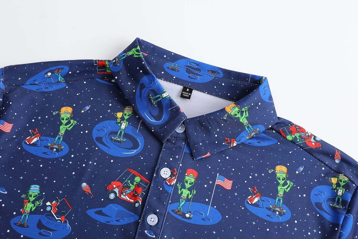 Mens Golf Polo Shirts Short Sleeve Dry Fit Print Performance Moisture Wicking Casual Funny Golf Polo Shirts for Men