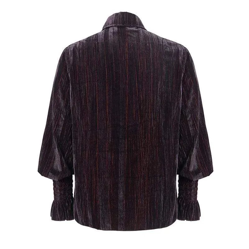 Men's Gothic Strappy Flare Sleeve Corduroy Shirts Grape