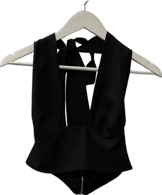 PrettyLittleThing Black Halter Neck Bralet UK 8