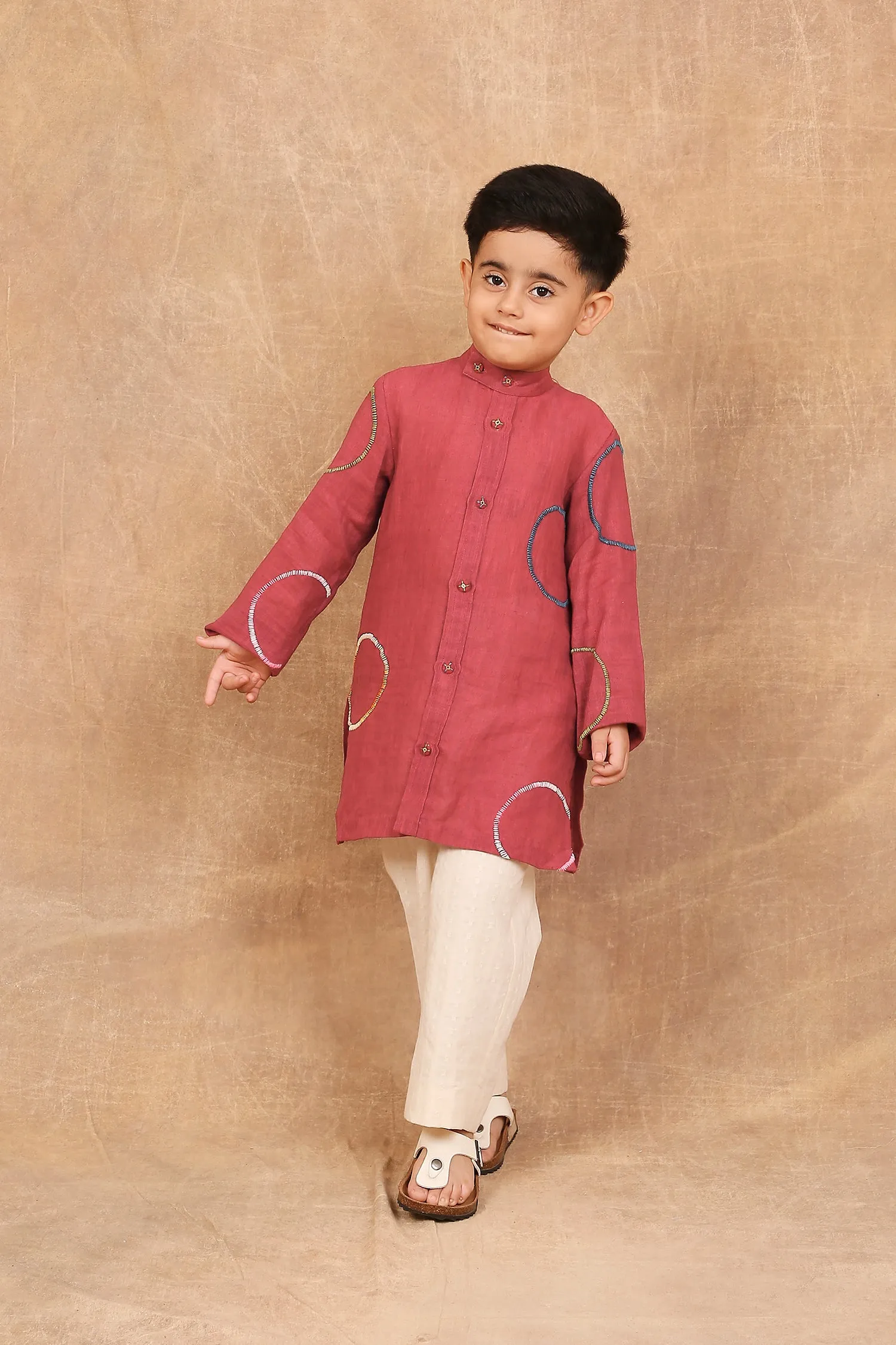Rainbow earthy red kurta