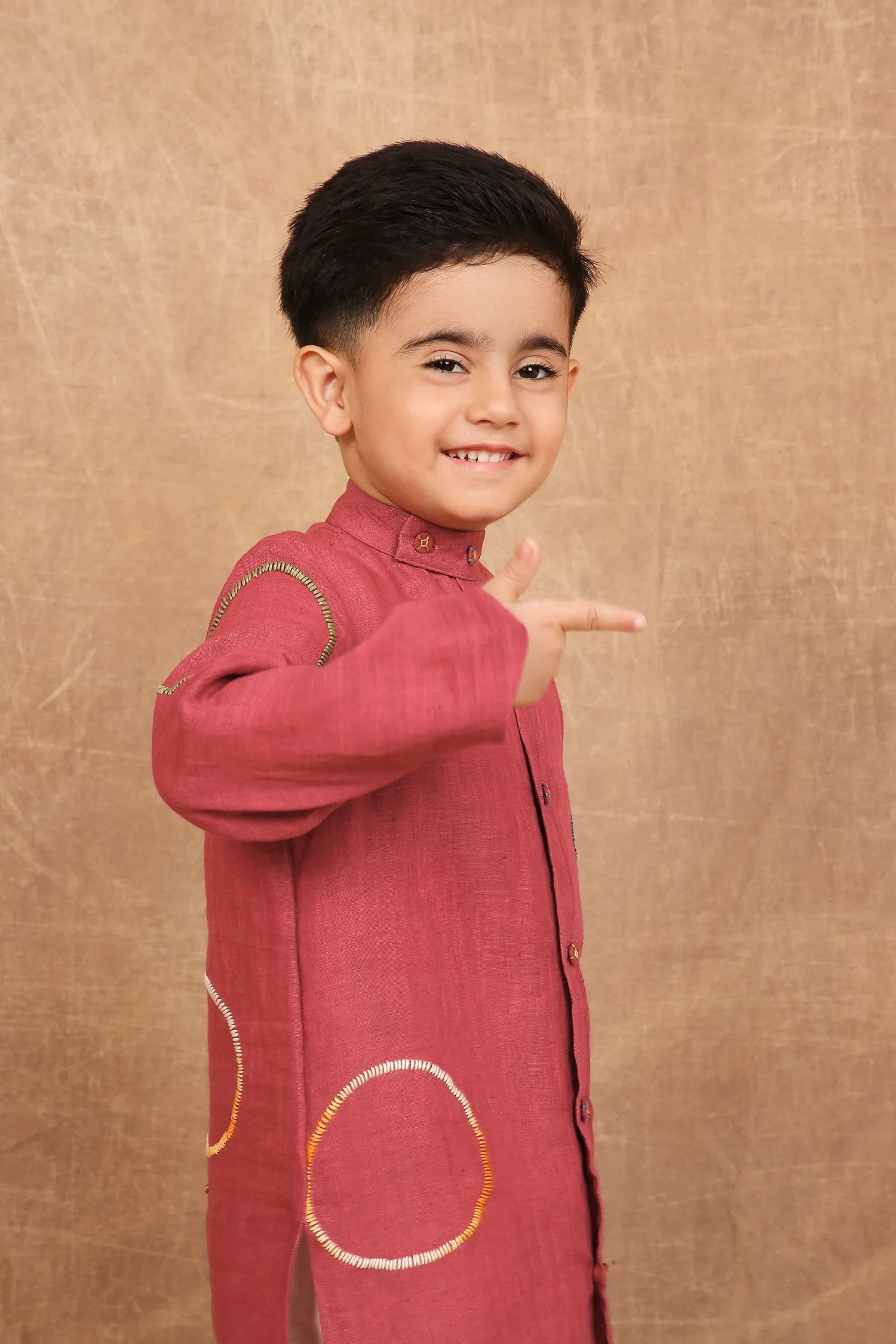 Rainbow earthy red kurta