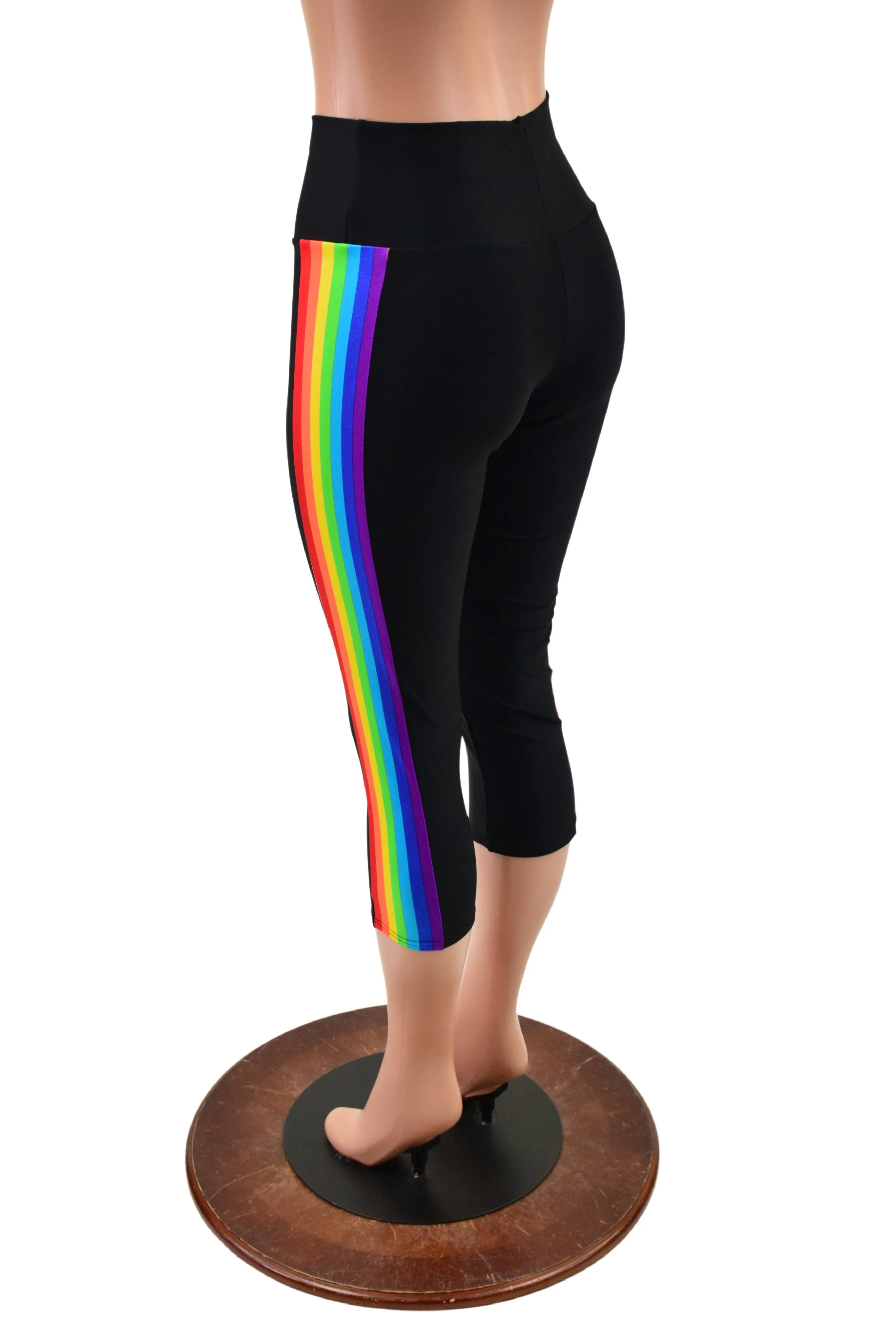 Retro Rainbow Capri Leggings in Black Zen
