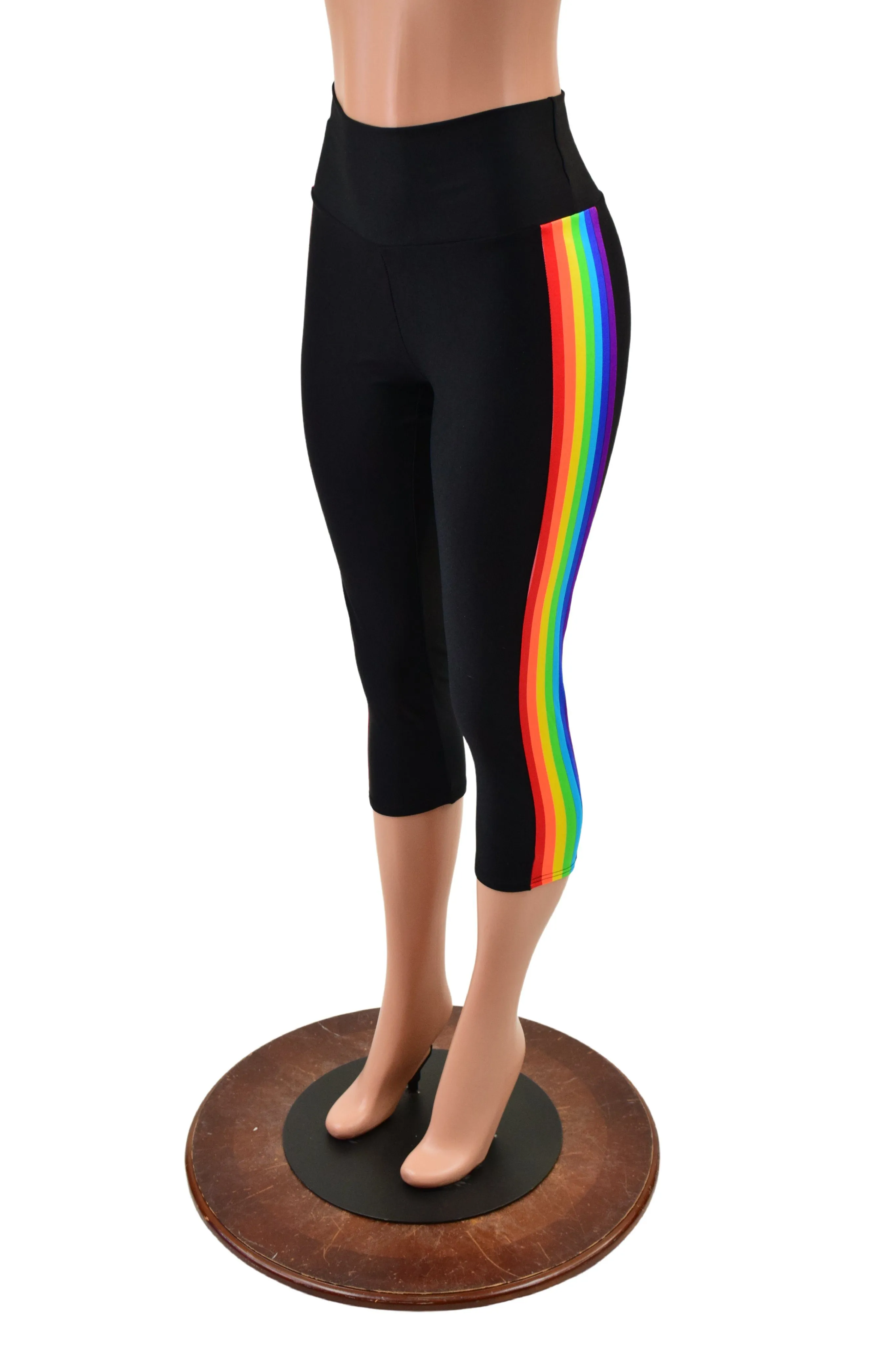 Retro Rainbow Capri Leggings in Black Zen