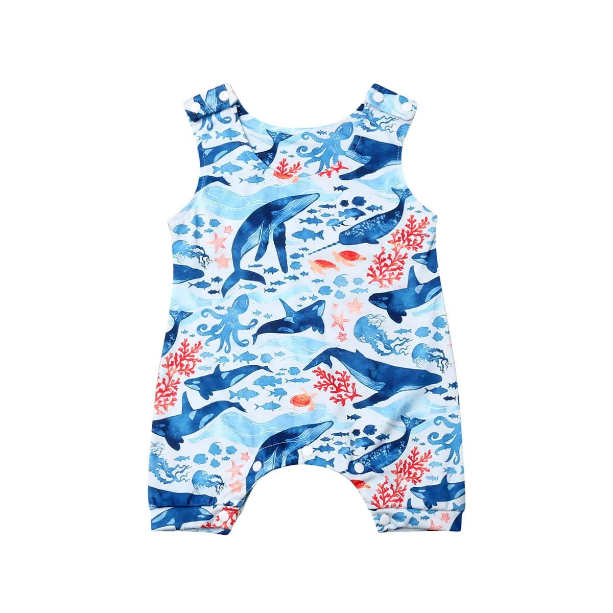 Short Sleeve Baby Romper: Ocean Print (3-18 Months)