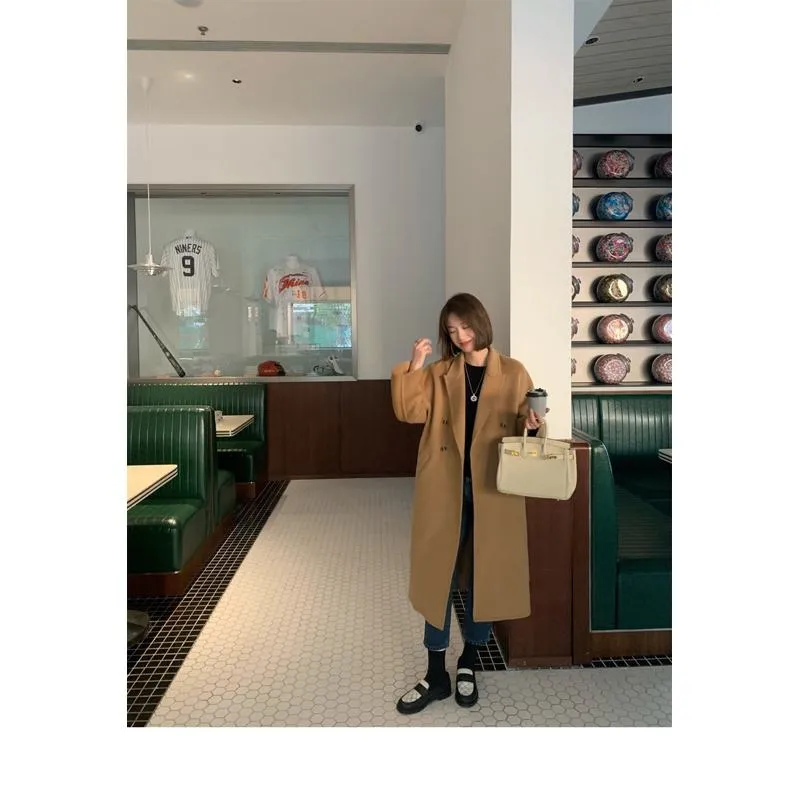 Slimming Belted Knee-Length Loose Fit Versatile Overcoat
