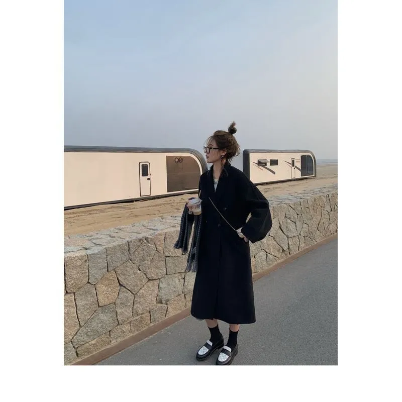 Slimming Belted Knee-Length Loose Fit Versatile Overcoat