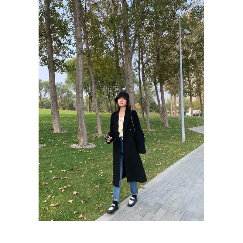 Slimming Belted Knee-Length Loose Fit Versatile Overcoat