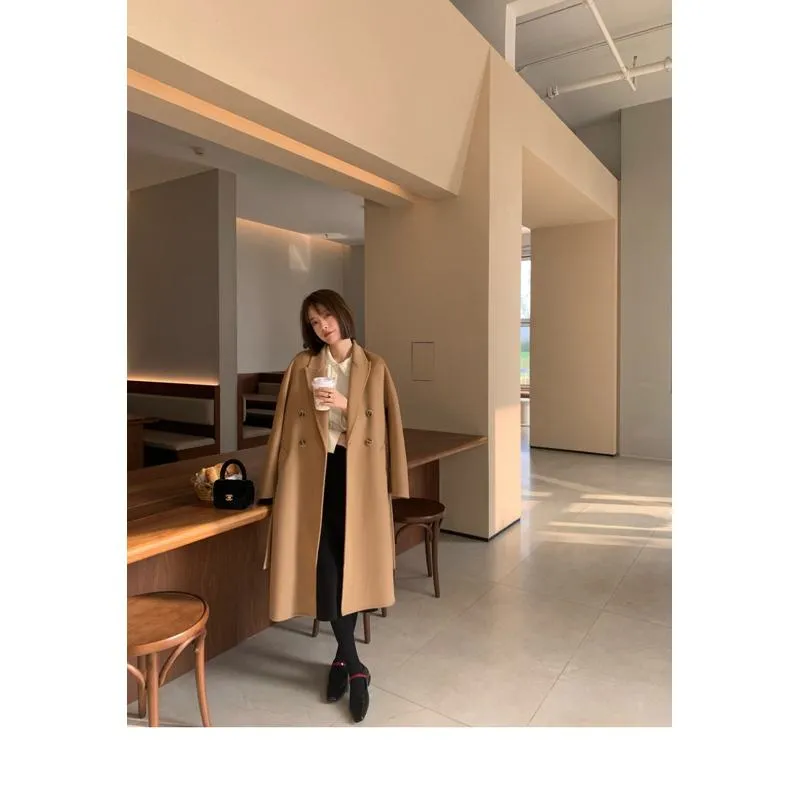 Slimming Belted Knee-Length Loose Fit Versatile Overcoat