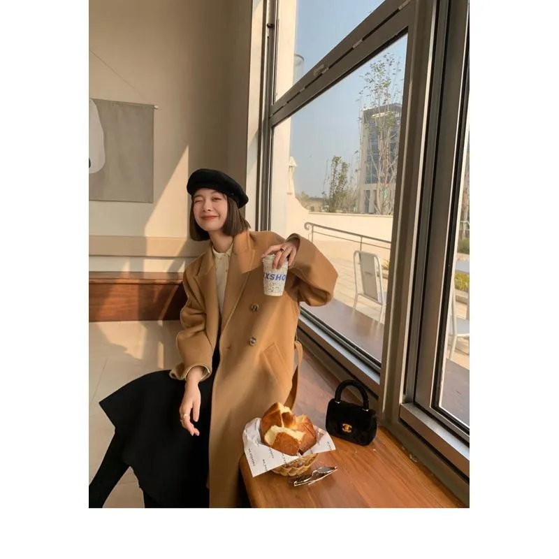 Slimming Belted Knee-Length Loose Fit Versatile Overcoat