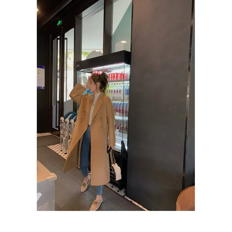 Slimming Belted Knee-Length Loose Fit Versatile Overcoat