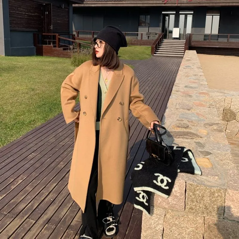 Slimming Belted Knee-Length Loose Fit Versatile Overcoat