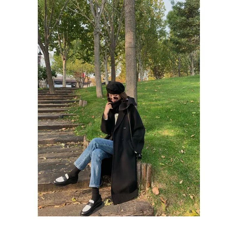 Slimming Belted Knee-Length Loose Fit Versatile Overcoat