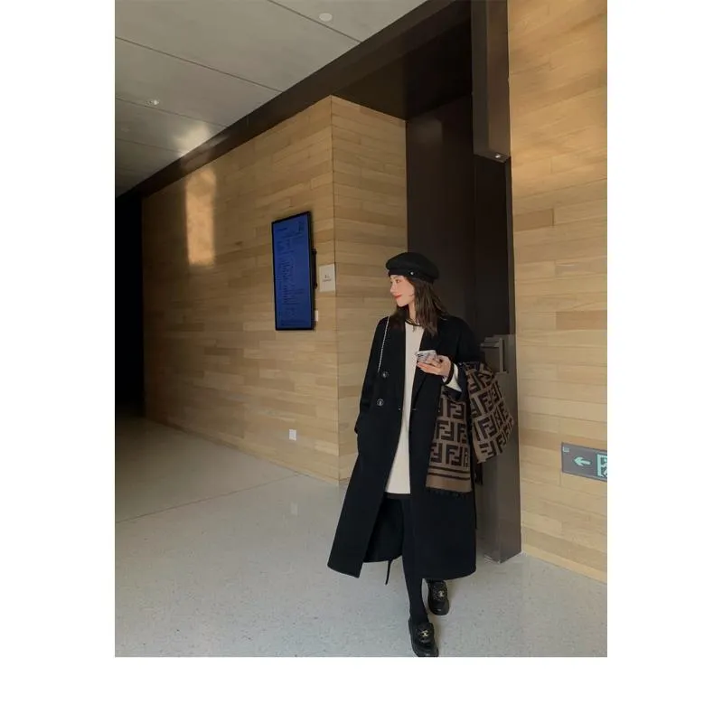 Slimming Belted Knee-Length Loose Fit Versatile Overcoat