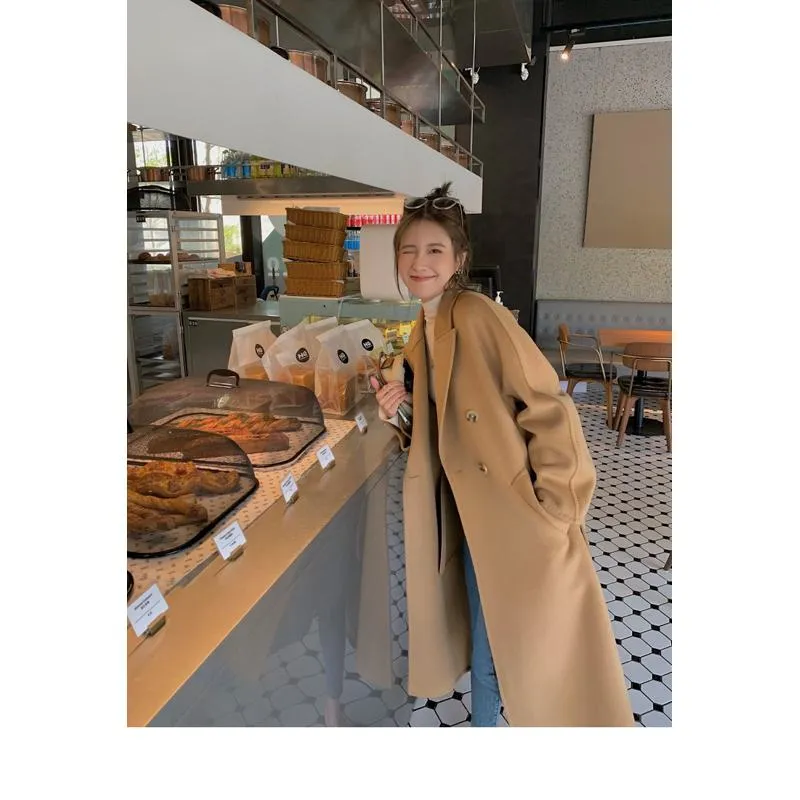 Slimming Belted Knee-Length Loose Fit Versatile Overcoat