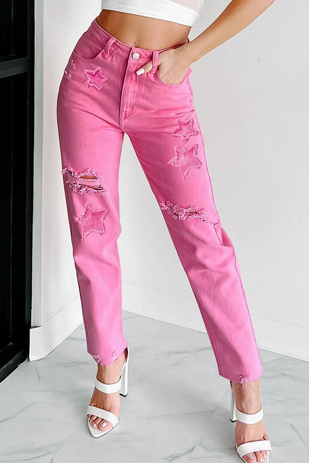 Star Pink Straight Leg Denim