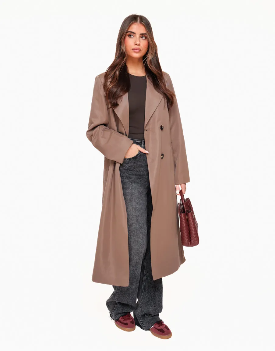 Taupe Lange Trench - Jas