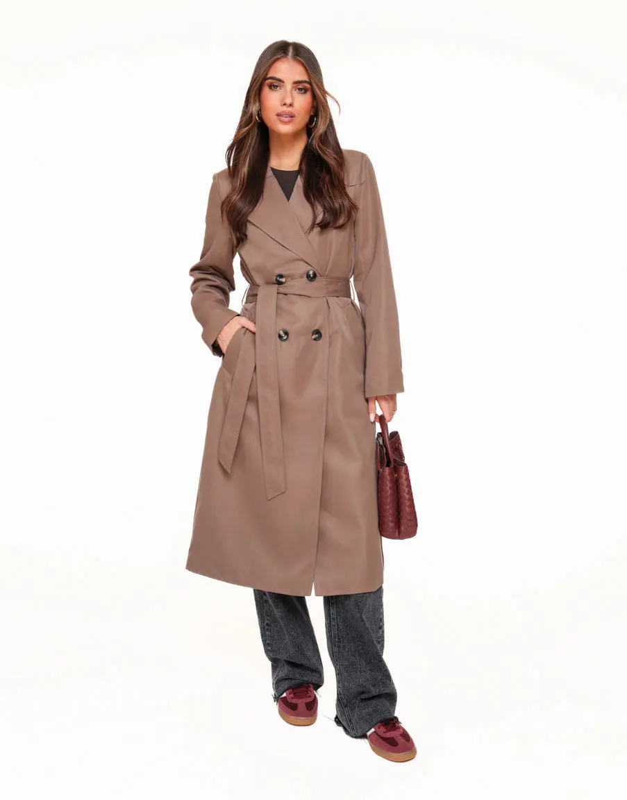 Taupe Lange Trench - Jas